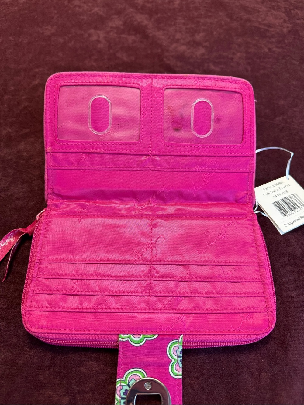 Vera Bradley Quilted Turn-Lock Wallet in Pink Swirl Flowers - Picture 3 of 10